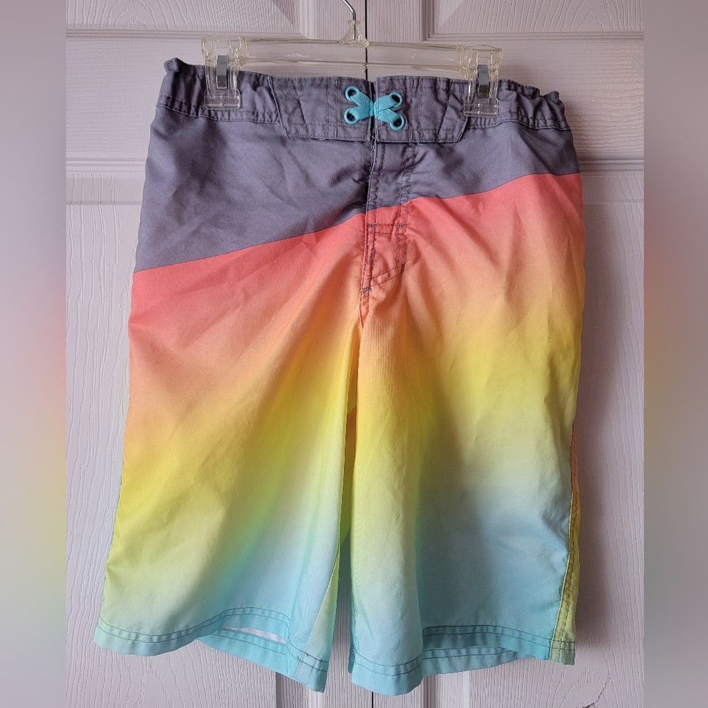 Art Class Colorful Gradient Swim Shorts with Adjustable Waist